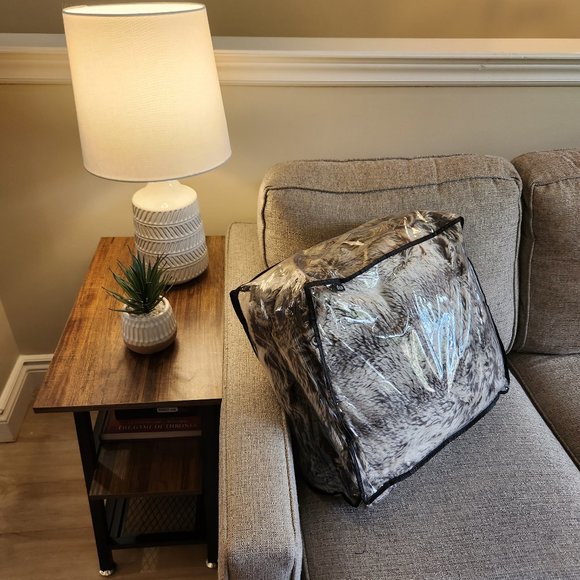 Double Sided Gray Fuzzy Throw Pillows with Storage Bag (17” x 17”) - Picture 4 of 4